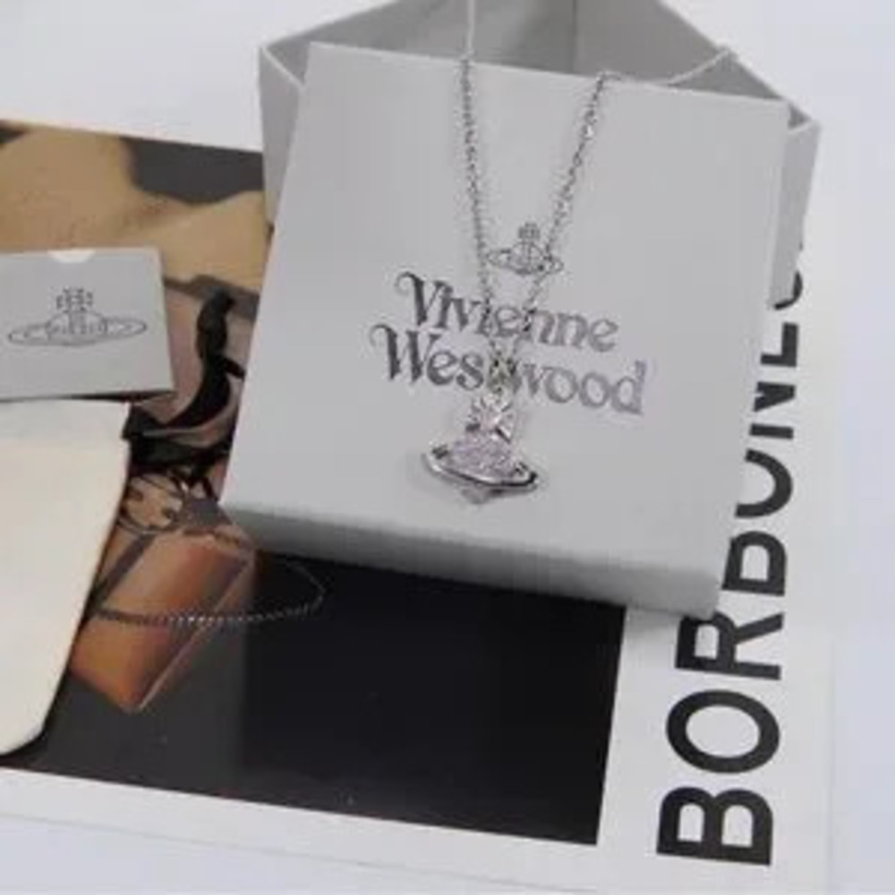 Vivienne Westwood Saturn Heart Necklace-Purple